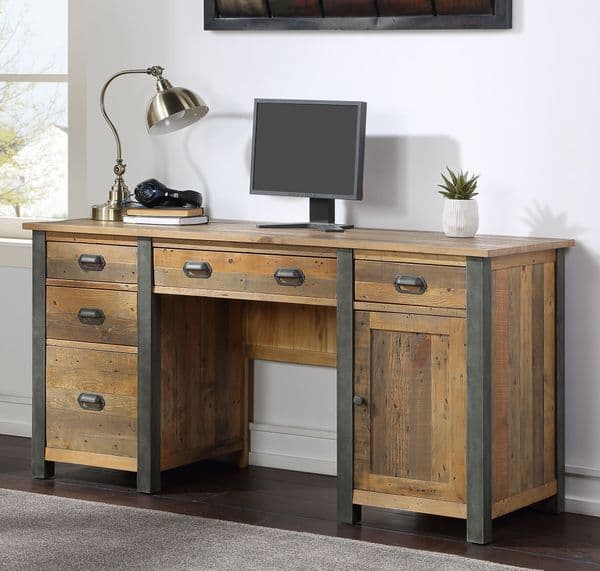 Urban Elegance Twin Pedestal Desk|Twin pedestal office desk with cupboard, filing drawer and storage.